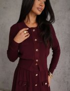 unigirl Set de tricot cu vâscoză închis cu nasturi aurii Gameria Bordo