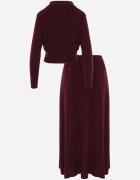unigirl Set de tricot cu vâscoză închis cu nasturi aurii Gameria Bordo