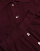 unigirl Set de tricot cu vâscoză închis cu nasturi aurii Gameria Bordo