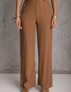 unigirl Set elegant cu viscoză și in și top cu peplum și pantaloni largi Dapera Maro