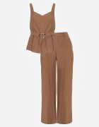 unigirl Set elegant cu viscoză și in și top cu peplum și pantaloni largi Dapera Maro