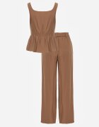 unigirl Set elegant cu viscoză și in și top cu peplum și pantaloni largi Dapera Maro
