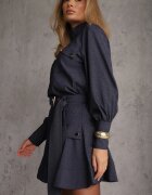 unigirl Set în stil Y2K cămașă lejeră și fustă în stil tenis cu curea Napeli Bleumarin