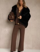 unigirl Set Maro din Tricot cu Viscoză Cardigan și Pantaloni cu Elastic Badrine