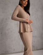 unigirl Set Tricotat Bej cu Vâscoză Elegant Cardigan și Fustă Unalaia