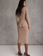 unigirl Set Tricotat Bej cu Vâscoză Elegant Cardigan și Fustă Unalaia