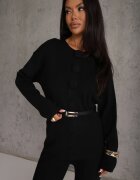 unigirl Set tricotat cu vâscoză tunică elegantă și pantaloni Lovinia Negru