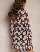 Unique Rochie Neagră Scurtă cu Imprimeu Floral cu Decolteu în V Icarba