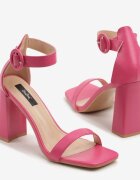 vera blum Sandale Fucsia cu toc pătrat cu cataramă rotundă și baretă la gleznă Soralise