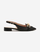 vera blum Sandale Slingback Negre din tweed cu Aplicație decorativă Davira