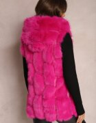  Vestă de blană fuchsia cu glugă Konessa