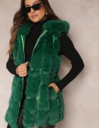  Vestă De blană Verde Cu glugă Konessa