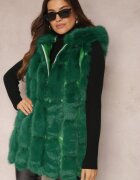  Vestă De blană Verde Cu glugă Konessa