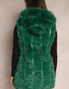  Vestă De blană Verde Cu glugă Konessa
