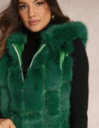  Vestă De blană Verde Cu glugă Konessa
