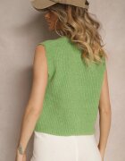  Vestă tricotată verde cu amestec de lână și închidere cu nasturi Savanira