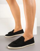 via giulia Espadrile Negre Decorate cu Franjuri la Vârf Wanelis