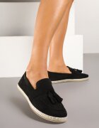 via giulia Espadrile Negre Decorate cu Franjuri la Vârf Wanelis