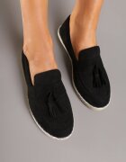 via giulia Espadrile Negre Decorate cu Franjuri la Vârf Wanelis
