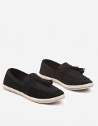 via giulia Espadrile Negre Decorate cu Franjuri la Vârf Wanelis