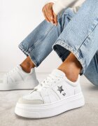 vices Adidași Alb-Negru pe Platformă cu Stea Fenarra
