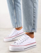 vices Adidași Alb-Roșu pe Platformă cu Guler Jos Tiloria