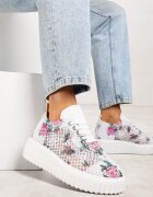 vices Adidași Alb-Roz cu Platformă cu Fața Ajurată Lumerise