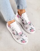 vices Adidași Alb-Roz cu Platformă cu Fața Ajurată Lumerise