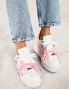 vices Adidași Alb-Roz pe Talpă Plată cu Aplicație Geometrică Nelenith