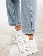 vices Adidași Albi cu Talpă Plată cu Aplicație Geometrică Nelenith