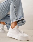 vices Adidași Albi Decorați cu o Stea și o Inserție Strălucitoare Oranatta