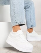 vices Adidași Albi pe platformă cu inscripție în relief cu șireturi Eanneth