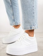 vices Adidași Albi pe platformă cu inscripție în relief cu șireturi Eanneth
