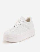 vices Adidași Albi pe platformă cu inscripție în relief cu șireturi Eanneth