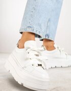 vices Adidași Albi pe Talpă Plată cu Ornamente Metalice și Șireturi Neladith
