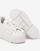 vices Adidași Albi pe Talpă Plată cu Ornamente Metalice și Șireturi Neladith