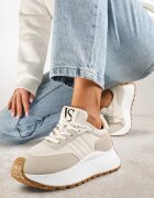 vices Adidași Bej cu șireturi cu platformă cu curele decorative Seliniel