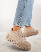 vices Adidași bej închis cu platformă cu decorațiuni și inscripție Leawen