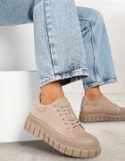 vices Adidași Bej închis pe Platformă cu Relief Decorate cu Perforații Leaniael