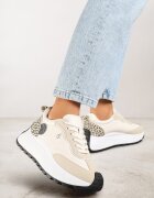 vices Adidași bej pe platformă decorați cu aplicație și imprimeu leopard Selothiel