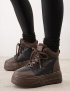 vices Adidași Cizme de zăpadă Negru-Maro pe Platformă În relief cu Inscripția Olinnea