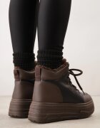 vices Adidași Cizme de zăpadă Negru-Maro pe Platformă În relief cu Inscripția Olinnea