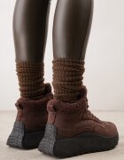 vices Adidași de iarnă Maro cu Platformă decorați cu Text și Blană Lanite