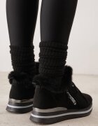 vices Adidași Negre cu Talpă Plată cu Inscripție și Blană Taricea