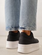 vices Adidași Negre pe platformă cu inscripție în relief cu șireturi Eanneth