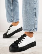 vices Adidași Plati Alb-Negru cu Șireturi Lorori