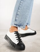 vices Adidași Plati Alb-Negru cu Șireturi Lorori