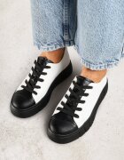 vices Adidași Plati Alb-Negru cu Șireturi Lorori