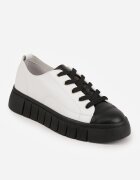 vices Adidași Plati Alb-Negru cu Șireturi Lorori