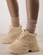 vices Adidași Streetwear Bej închis Chunky în Stil de Bocanci cu Platformă Leate